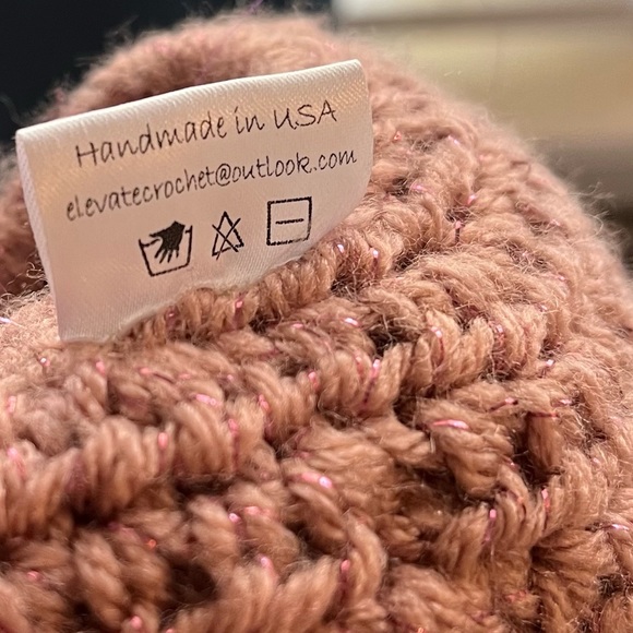 Messy Bun Beanie Sparkle Holiday Edition! Crocheted by seller soft acrylic - Picture 8 of 9